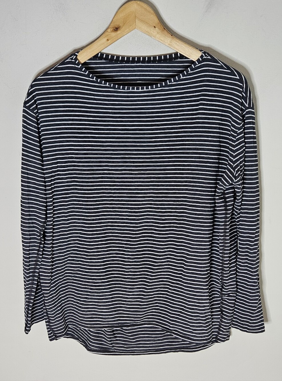 Lululemon Back In Action Long Sleeve Modern Stripe Heathered Black White 6 - Picture 2 of 6